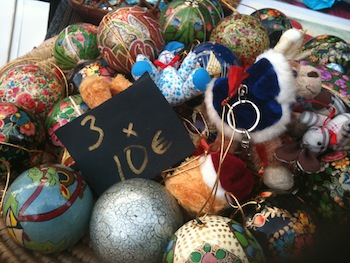 Xmas decorations at La Virginia Christmas fair Marbella