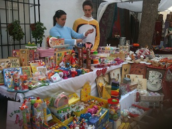 Toy stand at La Virginia Christmas market Marbella