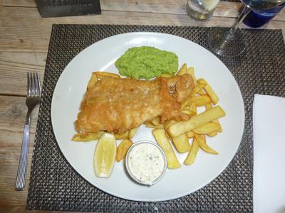 Haddock, chips and Peas 