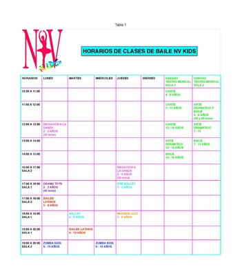 Schedule for Nicolas Valiente Dance School