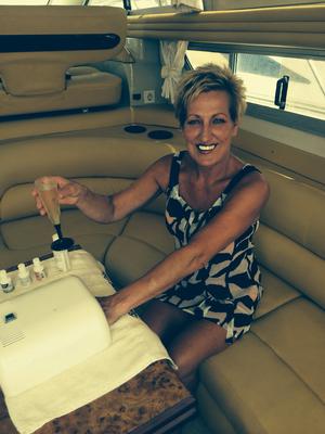 Relax and enjoy your nail and foot treatment  on a boat in Marbella Marina with a complimentary glass of fizz