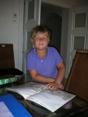 ...and this is one of my students, Vladimir, enjoying a book on Aztecs