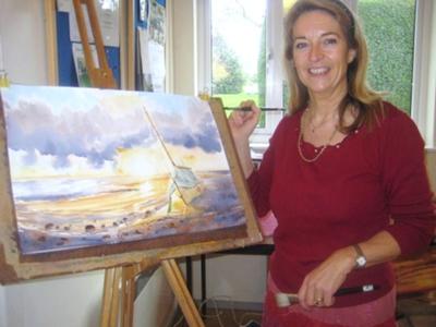 Fiona Pruden Demonstrating watercolour techniques
